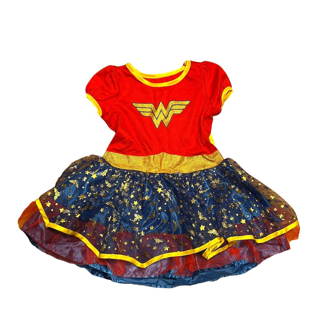 DC Wonder Woman 3T Costume‎ Cape Tulle Skirt Stars SS Dress Belt WW Toddler